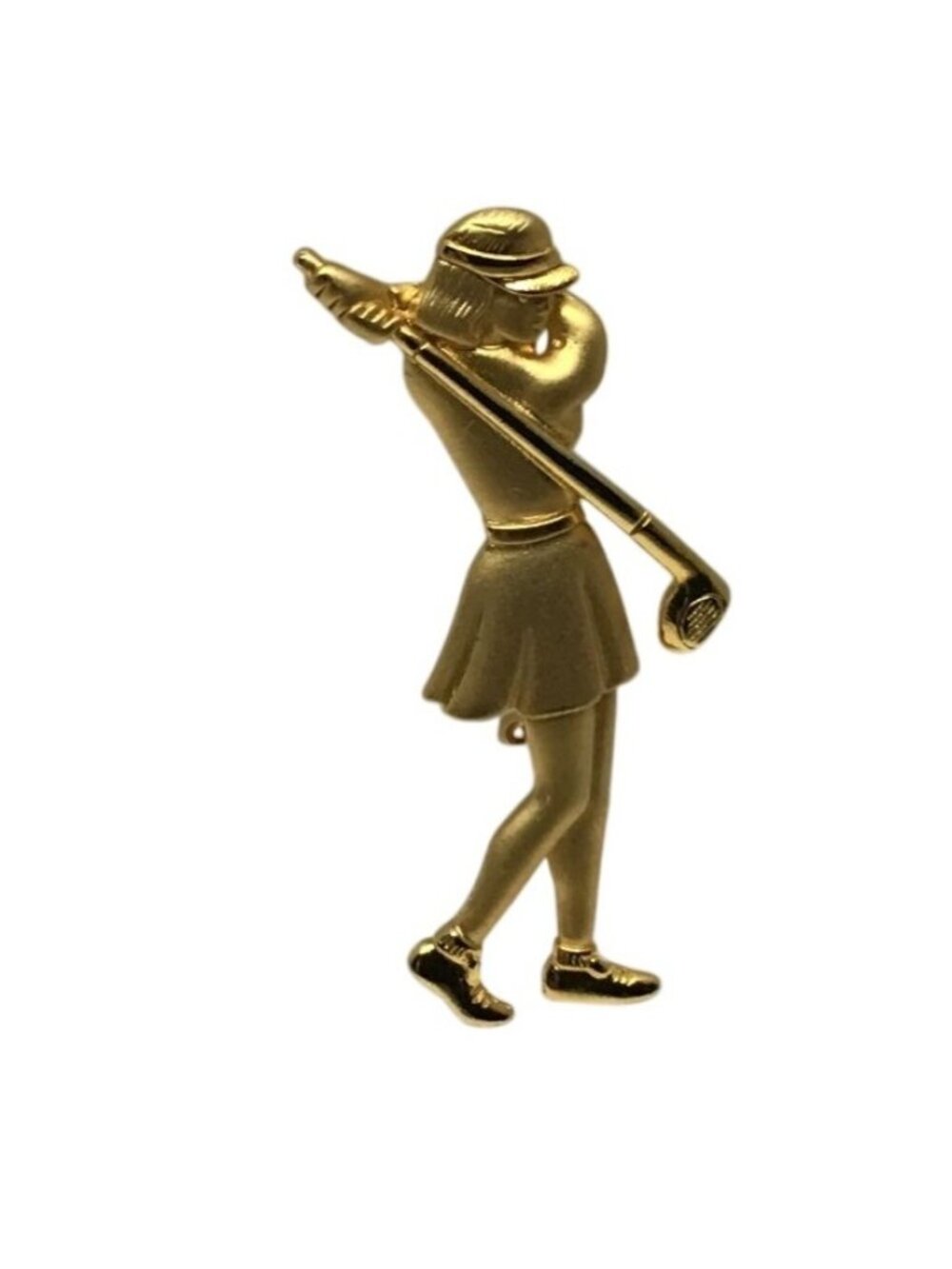 JJ Jonetta Vintage Gold Tone Golfing Lady Brooch Pin